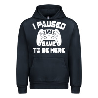 Navy i paused my game to be here Urban Hoodie - linhVisuals