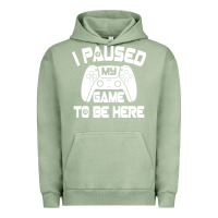 Pigment Oil Green i paused my game to be here Urban Hoodie - linhVisuals
