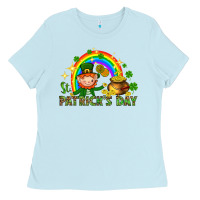 Baby Blue St. Patrick's Day Elf with elements Ladies Tee - HowdyJamesFarm