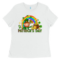 White St. Patrick's Day Elf with elements Ladies Tee - HowdyJamesFarm