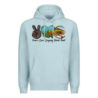 Blue Mist Peace Love Leaping Brook Trout Premium Hoodie - LillyAllenDesigns