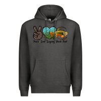 Charcoal Heather Peace Love Leaping Brook Trout Premium Hoodie - LillyAllenDesigns