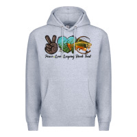 Heather Grey Peace Love Leaping Brook Trout Premium Hoodie - LillyAllenDesigns