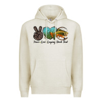 Oatmeal Heather Peace Love Leaping Brook Trout Premium Hoodie - LillyAllenDesigns