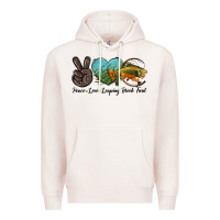 Pale Pink Peace Love Leaping Brook Trout Premium Hoodie - LillyAllenDesigns