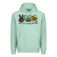 Seafoam Peace Love Leaping Brook Trout Premium Hoodie - LillyAllenDesigns