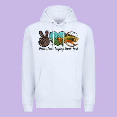 Peace Love Leaping Brook Trout Premium Hoodie Designed By Lillyallendesigns