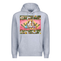 Heather Grey Easter bunny and eggs Premium Hoodie - RanaPortraitStore