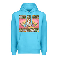 Ocean Blue Easter bunny and eggs Premium Hoodie - RanaPortraitStore
