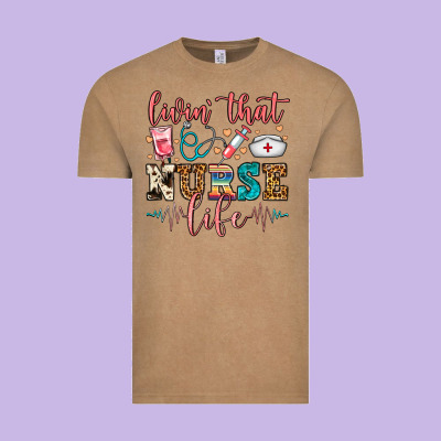 Livin' That Nurse Life Vintage Tee Designed By Fadigitalartstudio
