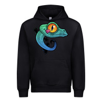Black cute colorful cartoon gecko Urban Hoodie - linhVisuals