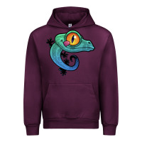 Mauve Wine cute colorful cartoon gecko Urban Hoodie - linhVisuals