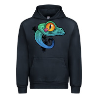Navy cute colorful cartoon gecko Urban Hoodie - linhVisuals