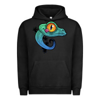Pigment Black cute colorful cartoon gecko Urban Hoodie - linhVisuals