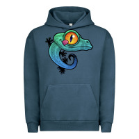 Pigment Midnight Navy cute colorful cartoon gecko Urban Hoodie - linhVisuals