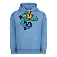 Pigment Pebble Blue cute colorful cartoon gecko Urban Hoodie - linhVisuals
