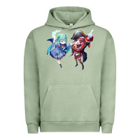 Pigment Oil Green Houshou Marine and Uruha Rushia Urban Hoodie - linhVisuals