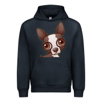 Navy zippy the boston terrier Urban Hoodie - linhVisuals