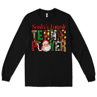 Black Santa's Favorite Tennis Player For Christmas Long Sleeve Tee - FaDigitalArtStudio