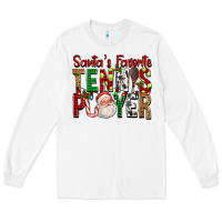 White Santa's Favorite Tennis Player For Christmas Long Sleeve Tee - FaDigitalArtStudio