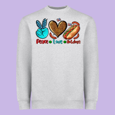 Peace Love Hotdogs Heavyweight Sweatshirt Designed By Adodesignshop