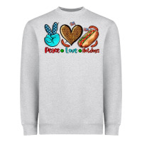 Heather Grey peace love hotdogs Heavyweight Sweatshirt - AdoDesignShop