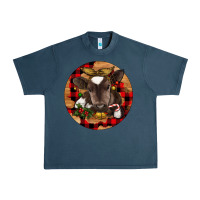 Midnight Navy Christmas Baby Cow Urban Heavy Tee - RanaPortraitStore