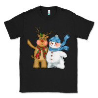 Black christmas reindeer snowman Classic Tee - CowGirlArtShop