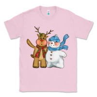 Bubblegum Pink christmas reindeer snowman Classic Tee - CowGirlArtShop