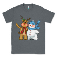 Charcoal Heather christmas reindeer snowman Classic Tee - CowGirlArtShop
