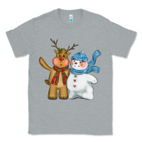 Heather Grey christmas reindeer snowman Classic Tee - CowGirlArtShop