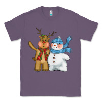 Lavender christmas reindeer snowman Classic Tee - CowGirlArtShop