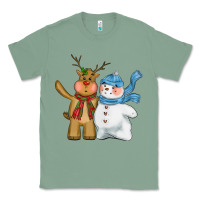 Sage christmas reindeer snowman Classic Tee - CowGirlArtShop