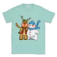 Seafoam christmas reindeer snowman Classic Tee - CowGirlArtShop