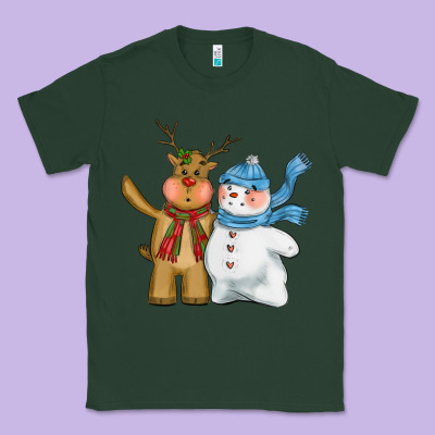 Christmas Reindeer Snowman Classic Tee Designed By Cowgirlartshop