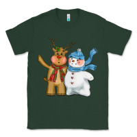 Sports Green christmas reindeer snowman Classic Tee - CowGirlArtShop