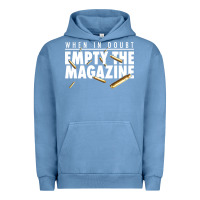 Pigment Pebble Blue when in doubt empty the magazine Urban Hoodie - linhVisuals