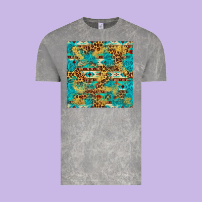 Western Aztec Leopard Glitter Seamless Pattern Vintage Tee Designed By Fadigitalartstudio