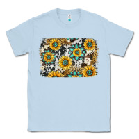 Dusty Blue gemstone sunflower cowhide background Classic Tee - Jasminsmagicworld