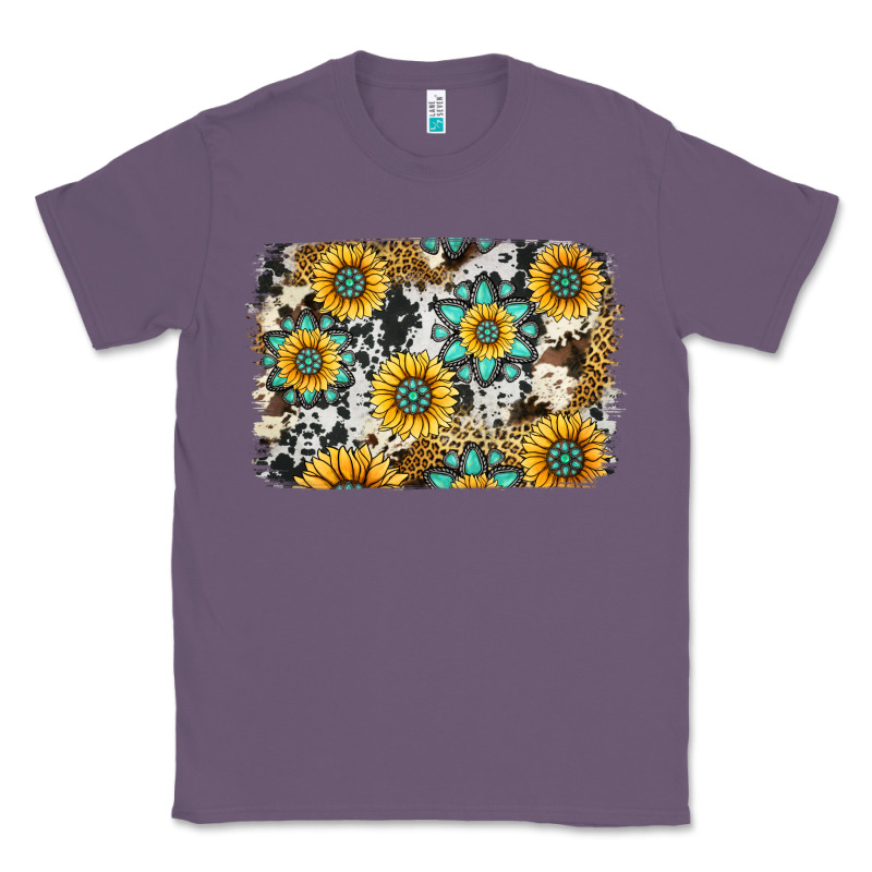 Gemstone Sunflower Cowhide Background Classic Tee by Jasminsmagicworld | Teevron