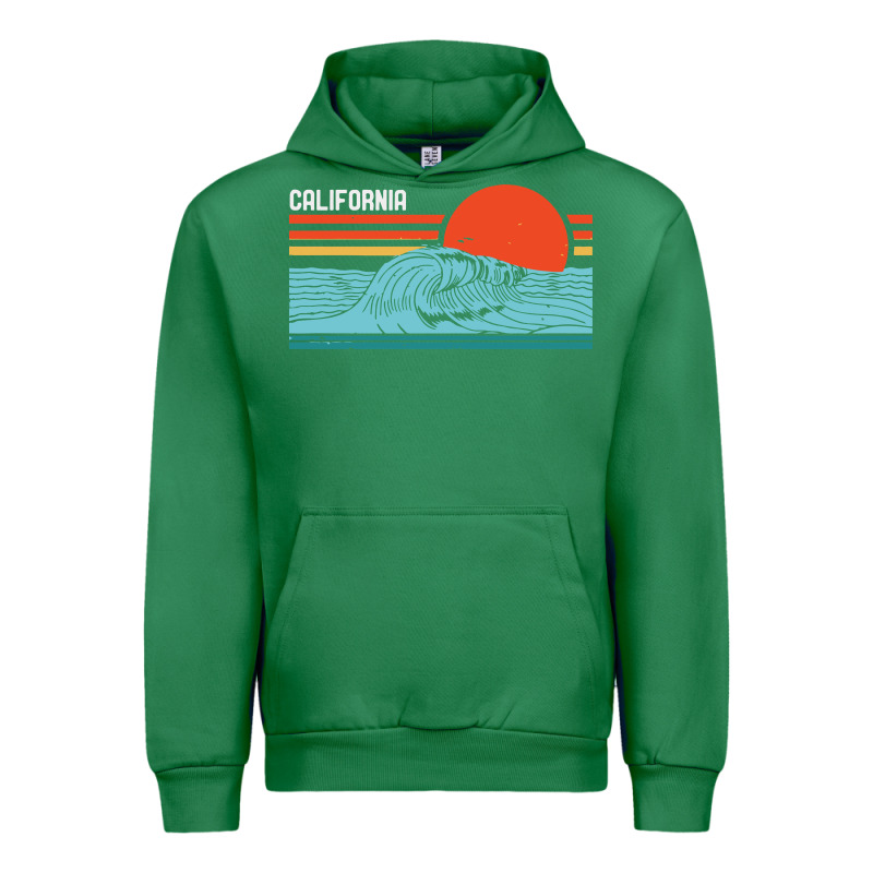 Vintage California Wave Surf Retro 80s California Beach Surfing Urban Hoodie by linhVisuals | Teevron
