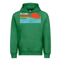Emerald vintage california wave surf retro 80s california beach surfing Urban Hoodie - linhVisuals