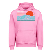 Fuchsia Pink vintage california wave surf retro 80s california beach surfing Urban Hoodie - linhVisuals