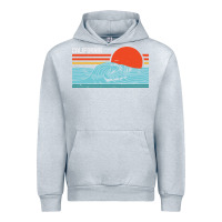 Heather Grey vintage california wave surf retro 80s california beach surfing Urban Hoodie - linhVisuals
