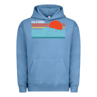 Pigment Pebble Blue vintage california wave surf retro 80s california beach surfing Urban Hoodie - linhVisuals