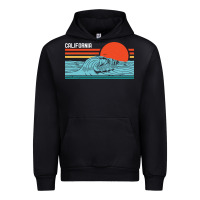 Black vintage california wave surf retro 80s california beach surfing Urban Hoodie - linhVisuals