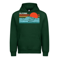 Forest Green vintage california wave surf retro 80s california beach surfing Urban Hoodie - linhVisuals