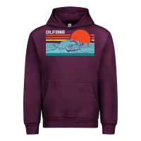 Mauve Wine vintage california wave surf retro 80s california beach surfing Urban Hoodie - linhVisuals