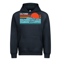 Navy vintage california wave surf retro 80s california beach surfing Urban Hoodie - linhVisuals