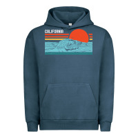 Pigment Midnight Navy vintage california wave surf retro 80s california beach surfing Urban Hoodie - linhVisuals